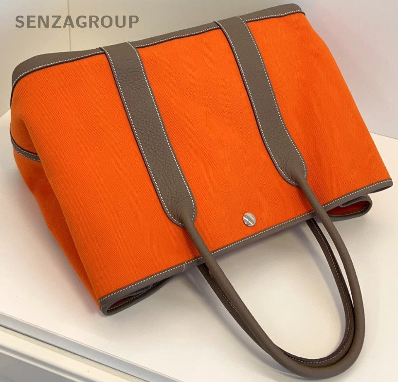 Hermes Gardenparty GP36 tote Handbag Almost Brand NEW Orange Elephant Grey
