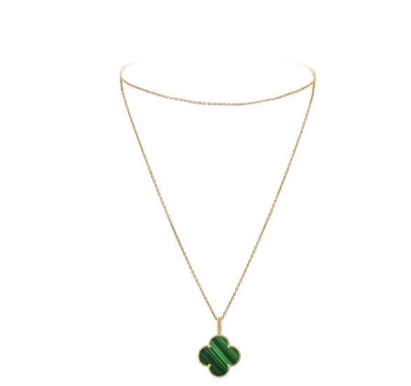 Van Cleef &amp; Arpels Magic Alhambra Long Necklace 18k Yellow Gold Green Malachite