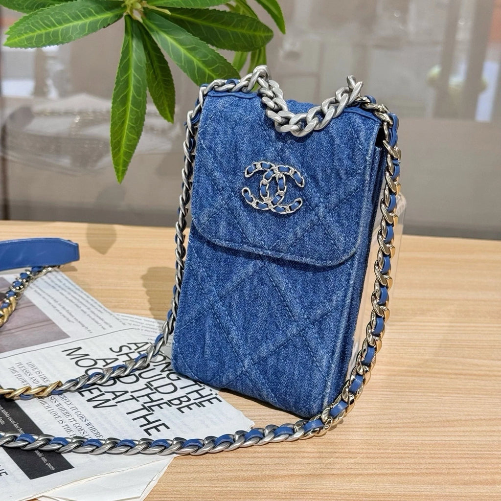 CHANEL Denim Phone Shoulder Crossbody Bag For Women