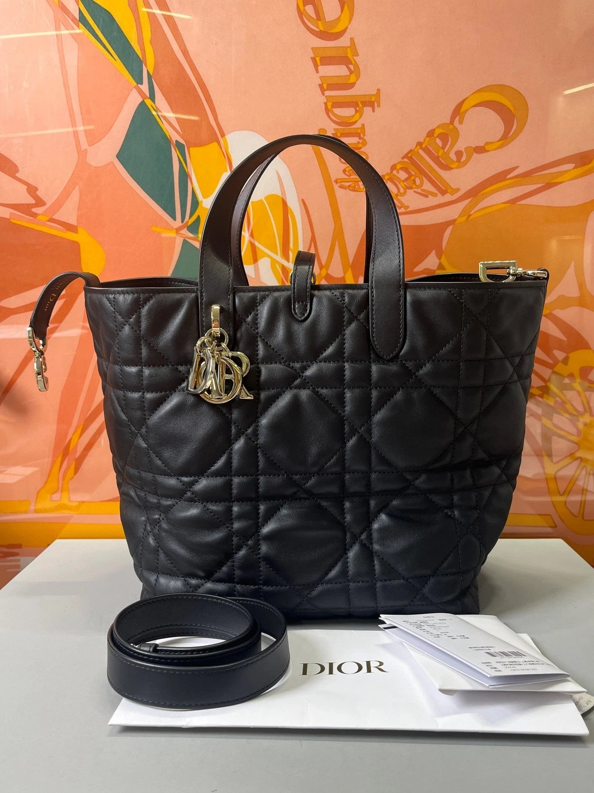 Dior Toujours Black Cannage Leather Tote Bag for Women