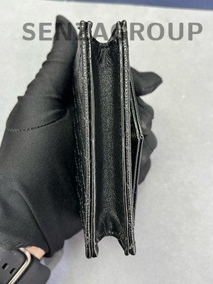 Saint Laurent Black Gold Leather Envelope Cardholder Wallet Women's Classic
