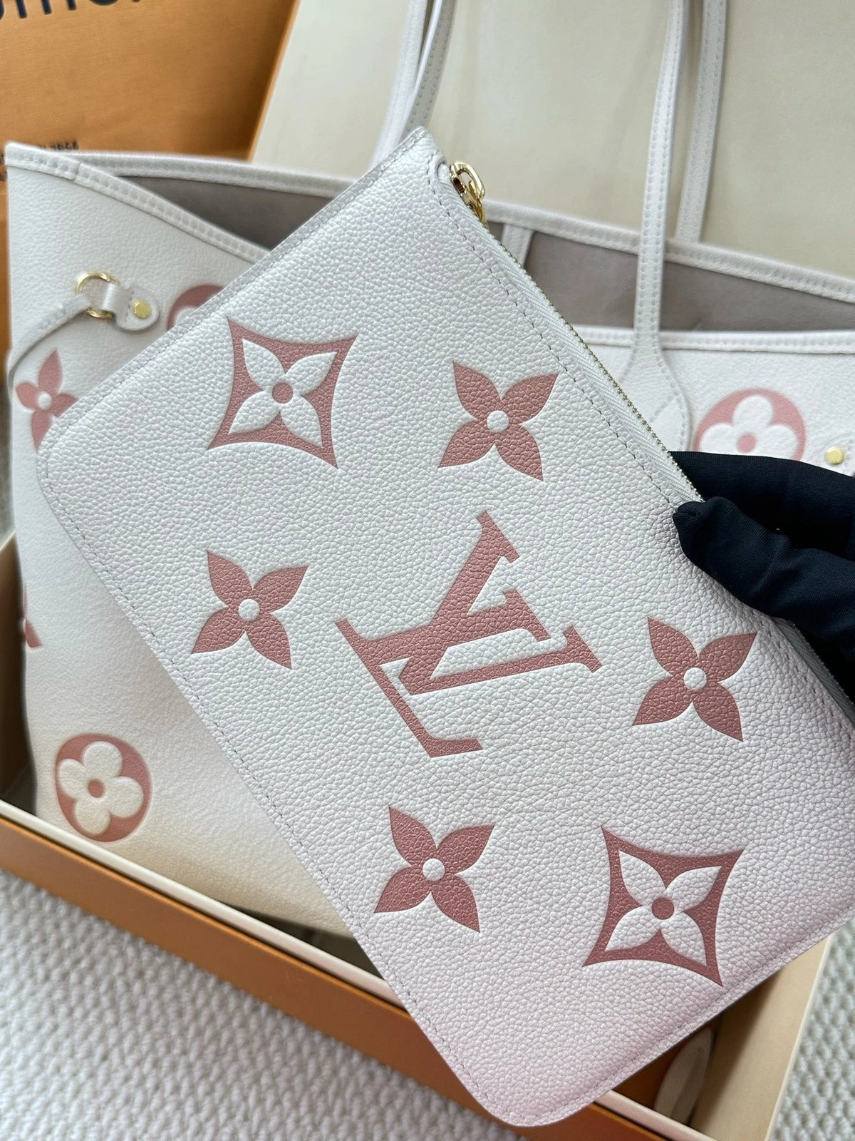 Louis Vuitton Strawberry Milk Neverfull Medium Tote Bag For Women