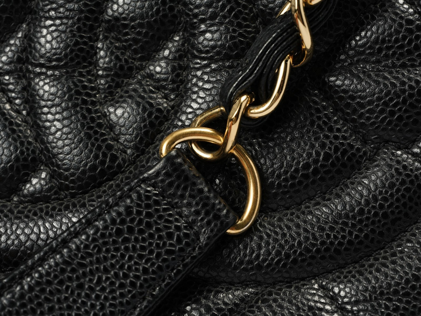 CHANEL Classic Matelasse GST Chain Tote Shoulder Bag Black Gold