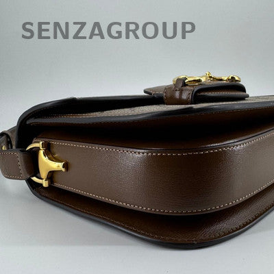 Gucci Horsebit 1955 GG Supreme Saddle Bag Brown Gold Bucket Women's Classic
