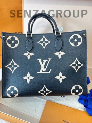 Louis Vuitton OnTheGo MM Tote Bag Monogram Black White Women's Classic