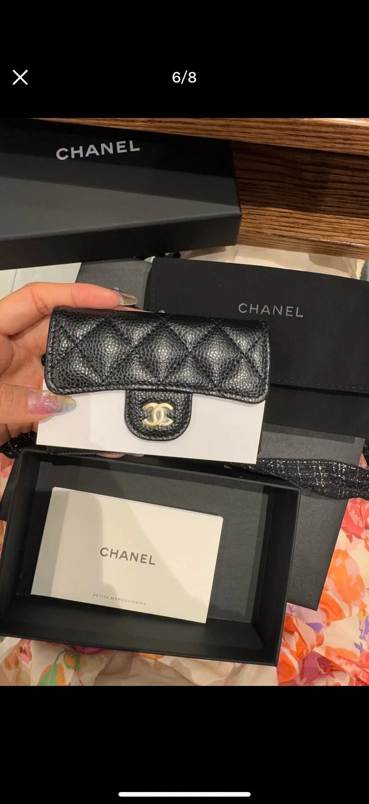 Chanel CF Black Card Holder Wallet For Women