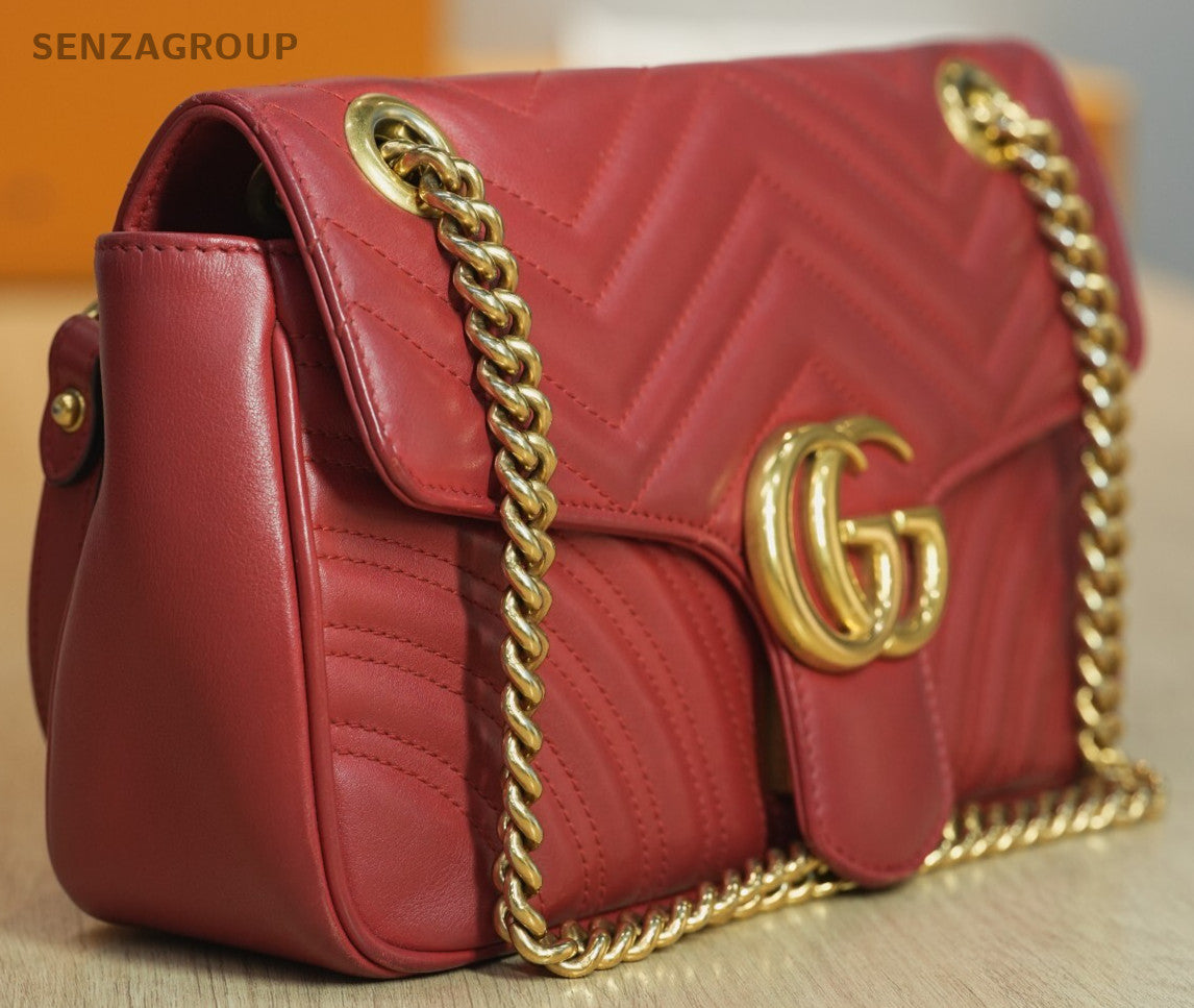 GUCCI Marmont Red with gold Crossbody Shoulder bag