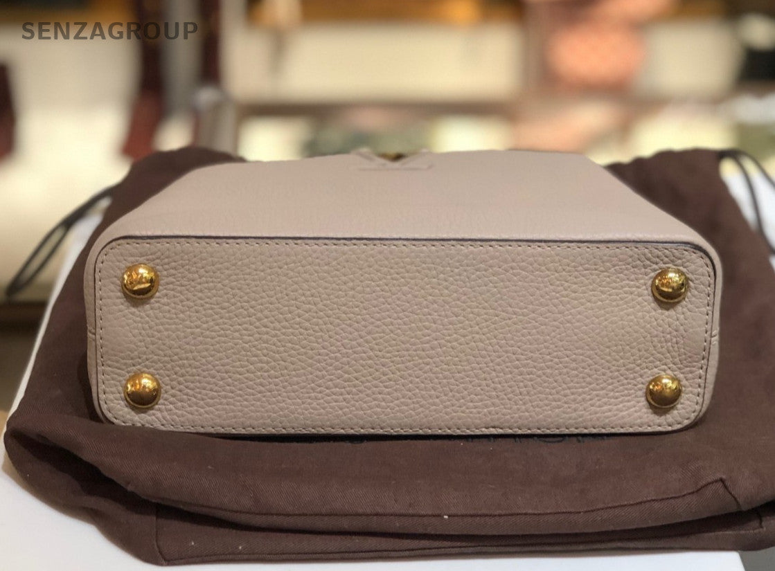 Louis Vuitton Capucines BB Top Handle Calfskin 2way Shoulder Handbag Gray Gold