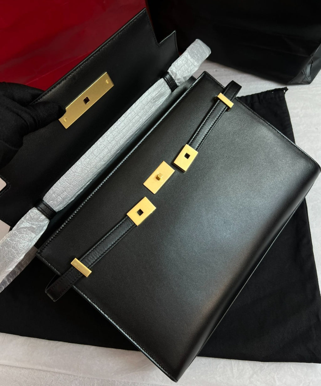 YSL Saint Laurent Manhattan Black Gold Shoulder bag Crossbody Almost Brand NEW
