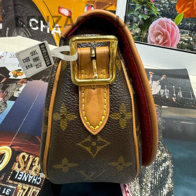 Louis Vuitton Monogram Saddle Crossbody Bag Brown Gold Hardware Classic Women