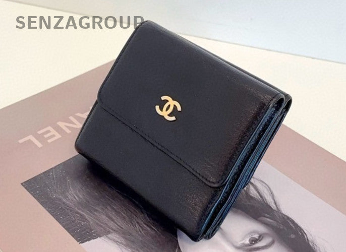 CHANEL CC Wallet Card Pack Calfskin Black Gold