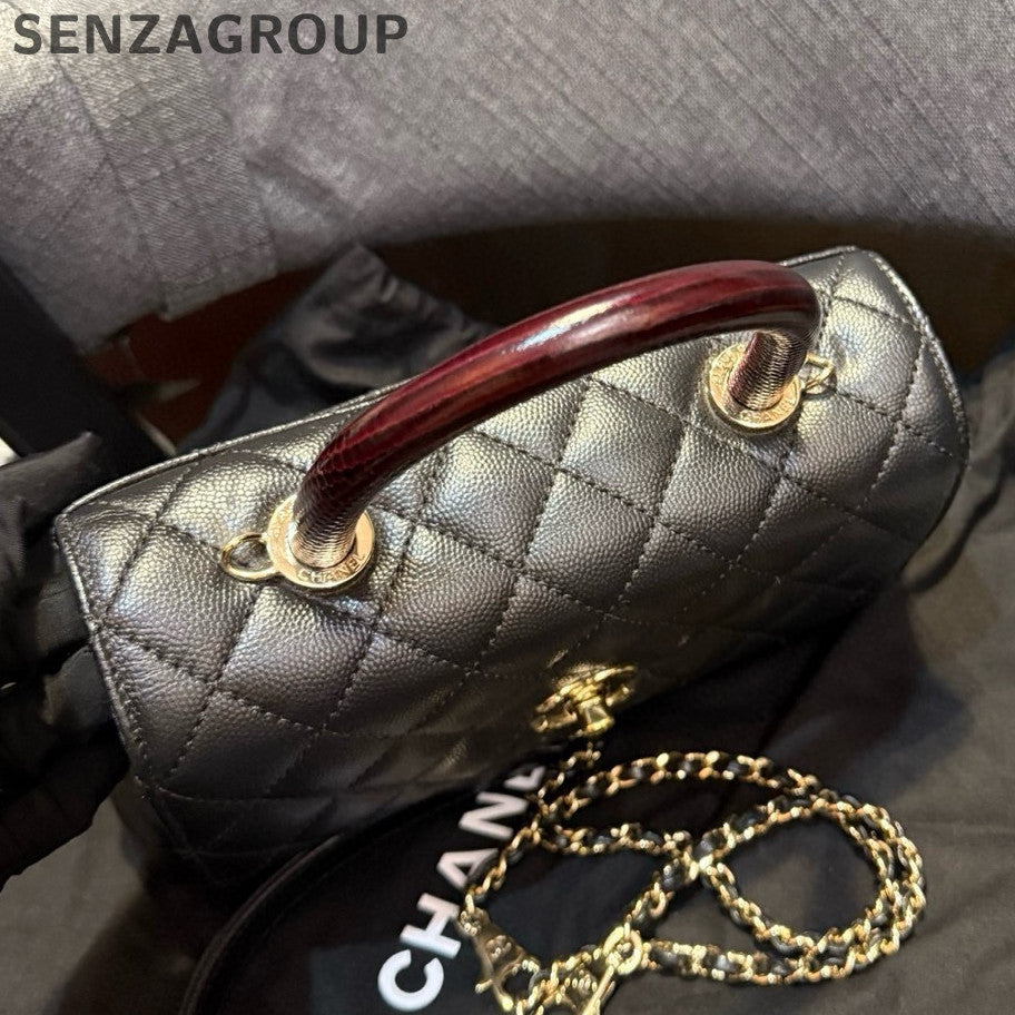 Chanel Black Gold Coco Handle Small Shoulder Bag Classic Fashion