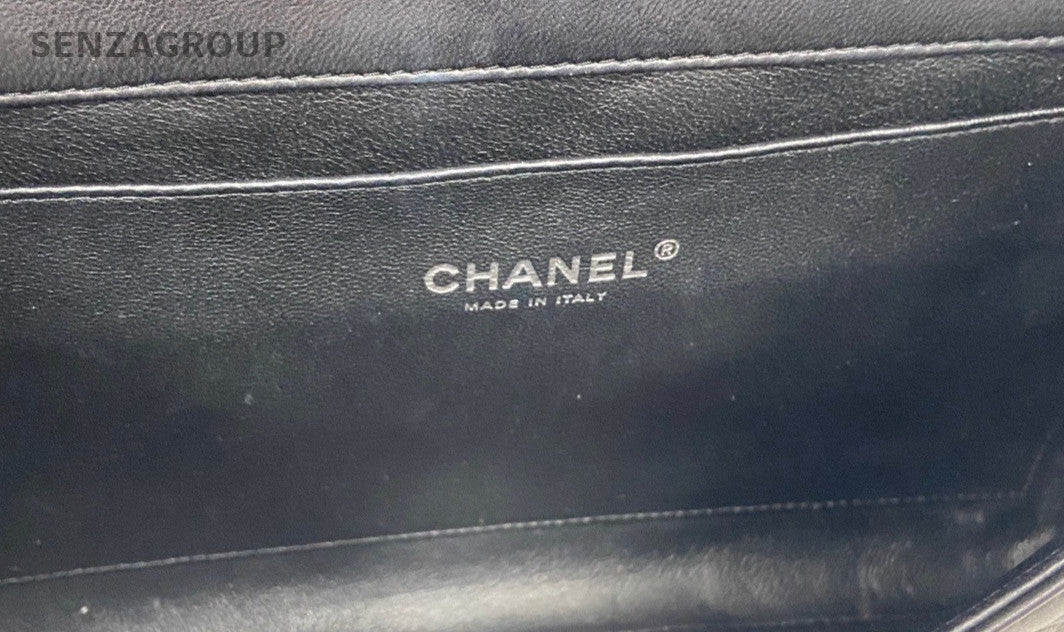 Chanel Classic Flap Timeless Chain Shoulder Bag Black Silver Women Vintage