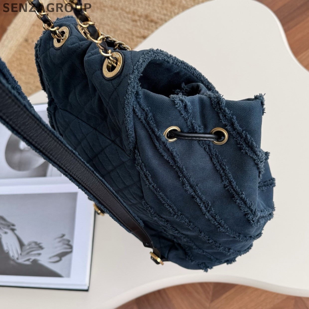 Chanel Cuba Diamond Blue Denim Backpack Women Classic