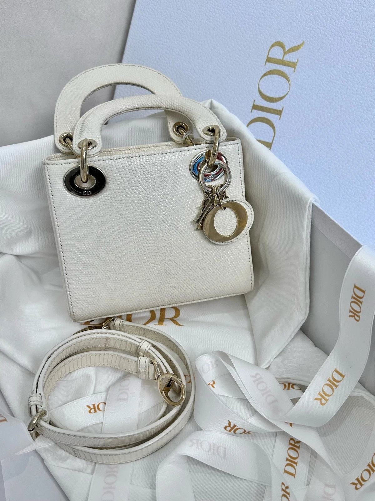 Dior Lady Dior 3-grid White Handbag Crossbody Bag For Women