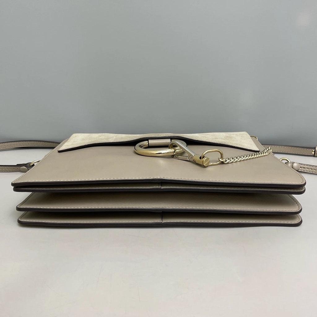 Chloe Faye GM Shoulder Bag Crossbody Gray Silver Women Classic