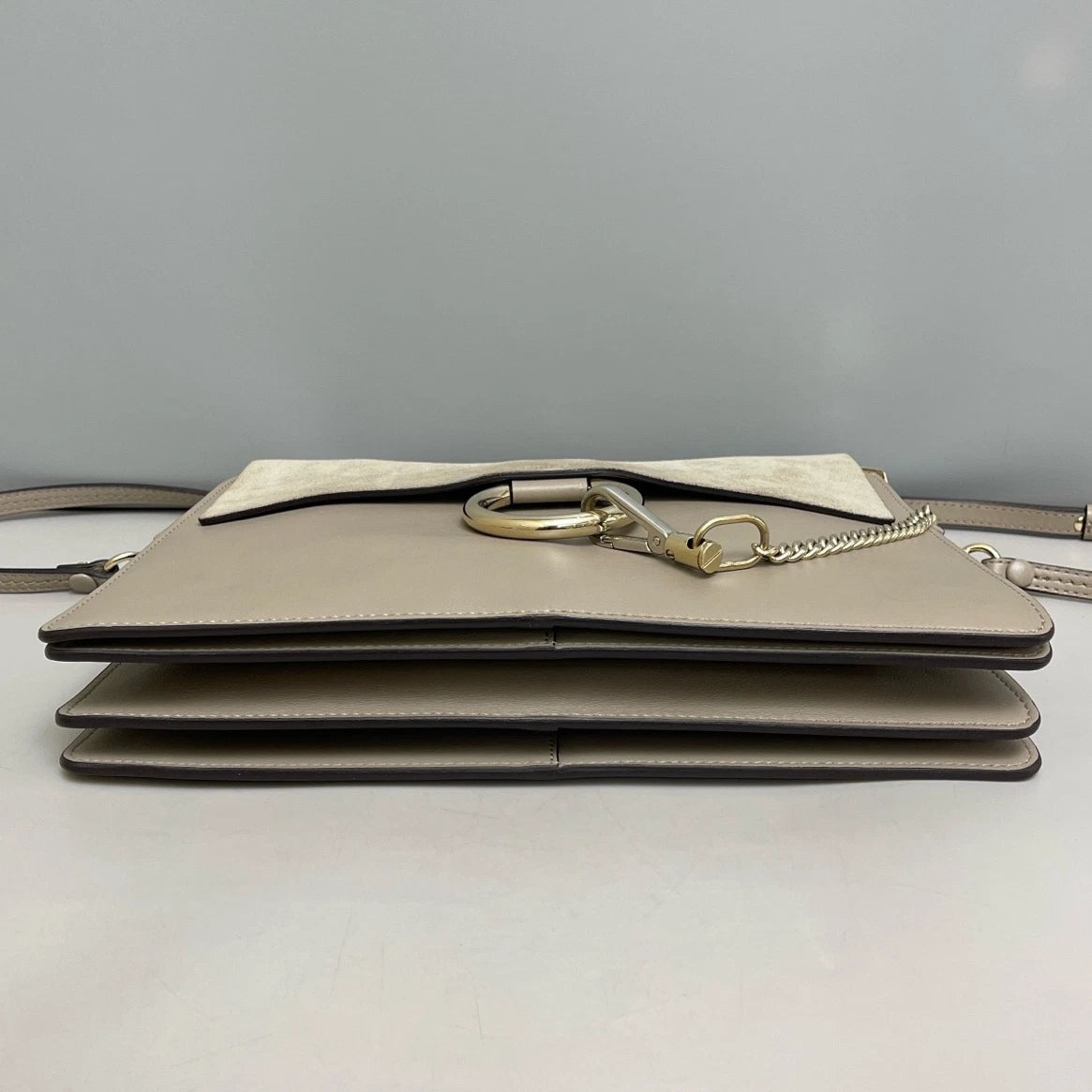 Chloe Faye GM Shoulder Bag Crossbody Gray Silver Women Classic