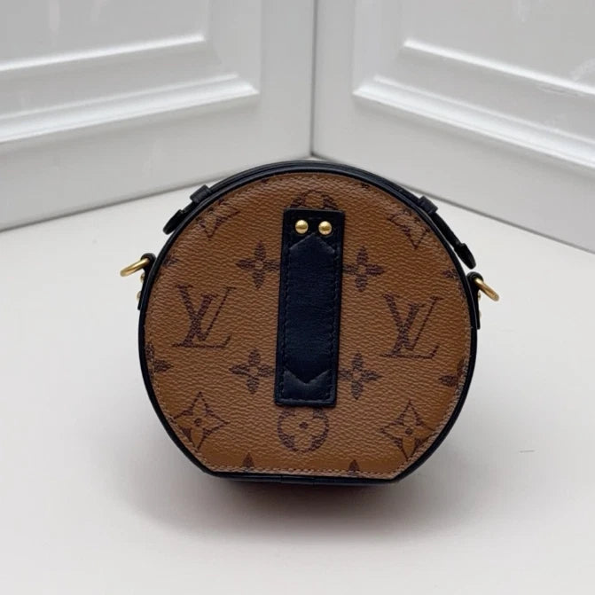 Louis Vuitton Boite Chapeau Mini Round Bag Caramel Monogram Canvas Crossbody GHW