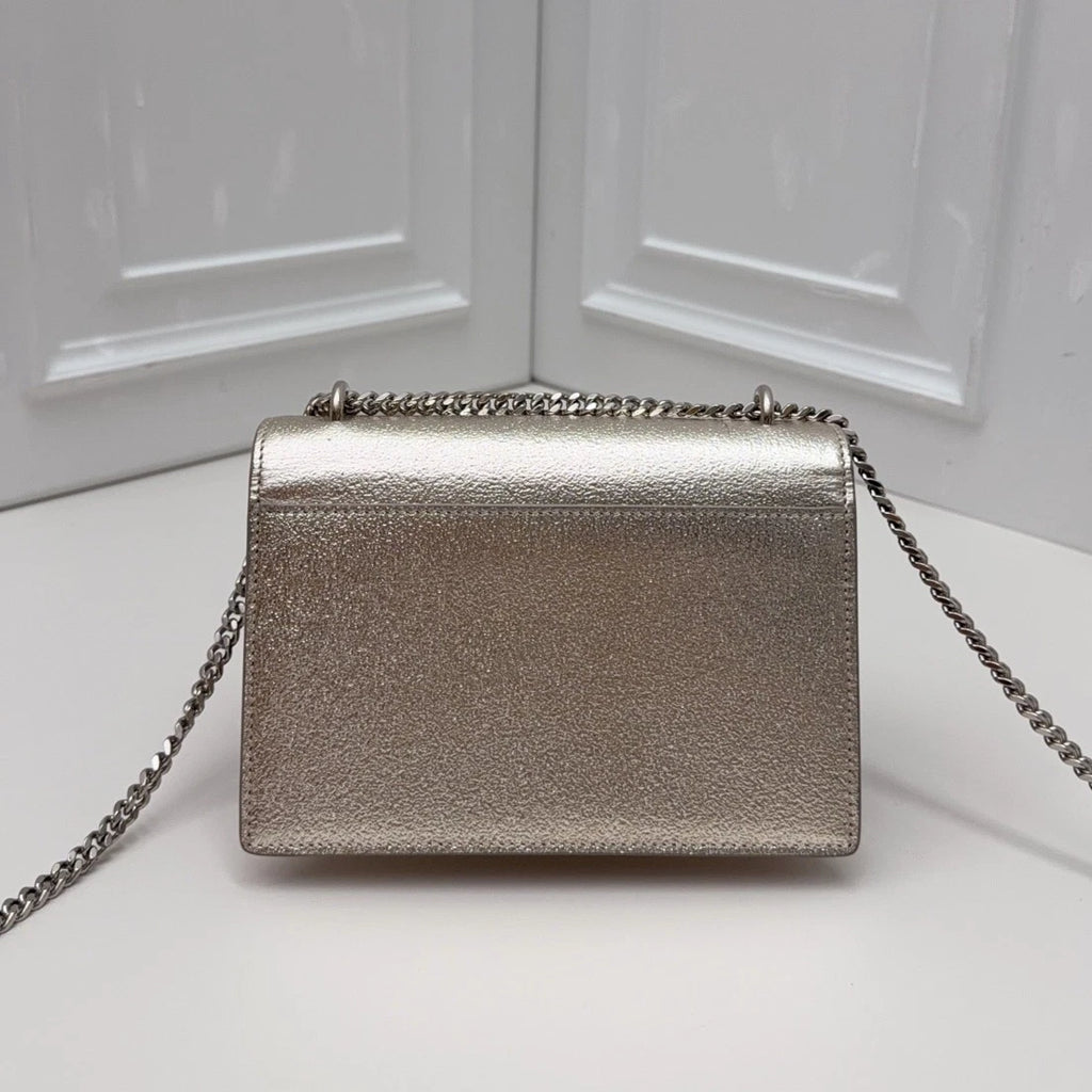 Saint Laurent Kate Chain Shoulder Crossbody Bag Silver Women Fashion