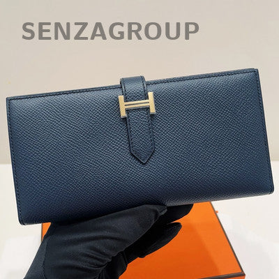 Hermès Bearn Long Wallet Gold Hardware Blue Indigo - Classic Women's Fashion