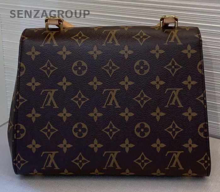 Louis Vuitton Monogram 2Way Top Handle Bag Crossbody Brown Gold Women Classic