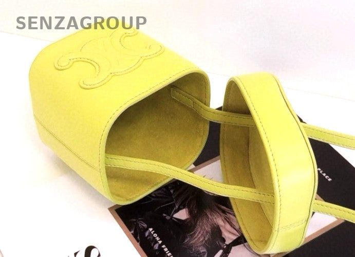 CELINE Triomphe Box Relief sculpture mini Lemon Yellow Crossbody bag Women