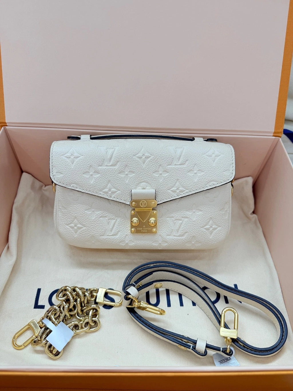 Louis Vuitton White Embossed Mini Messenger Bag For Women