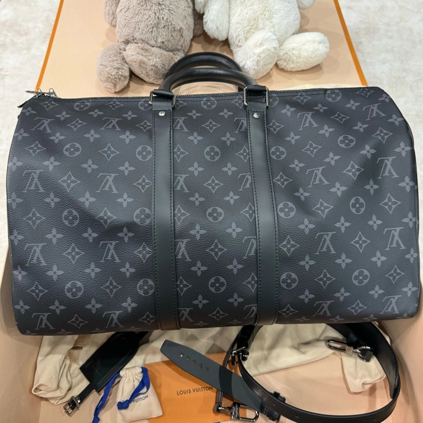Louis Vuitton Keepall 45 Black Monogram Canvas Handbag For Women
