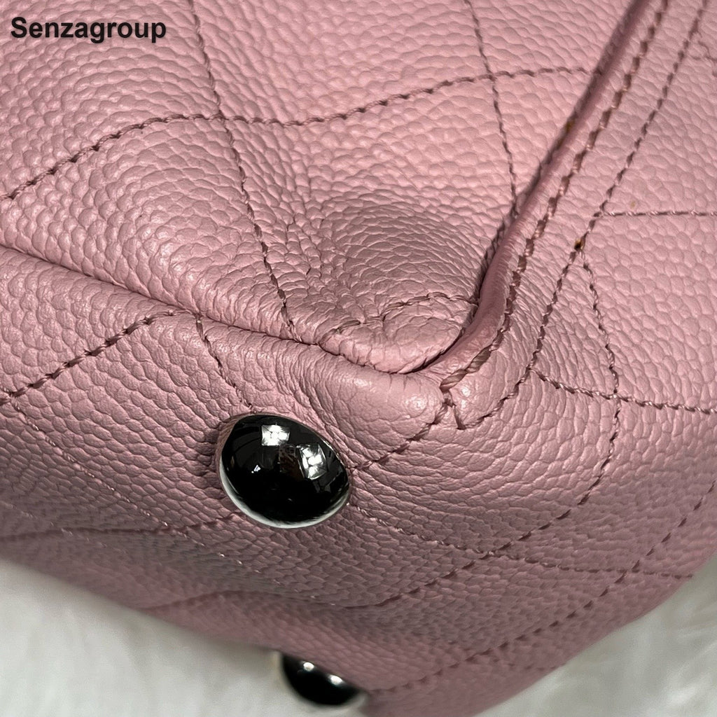 Chanel Tote Chain Shoulder Bag Pink Silver Used Women Classic Fashion