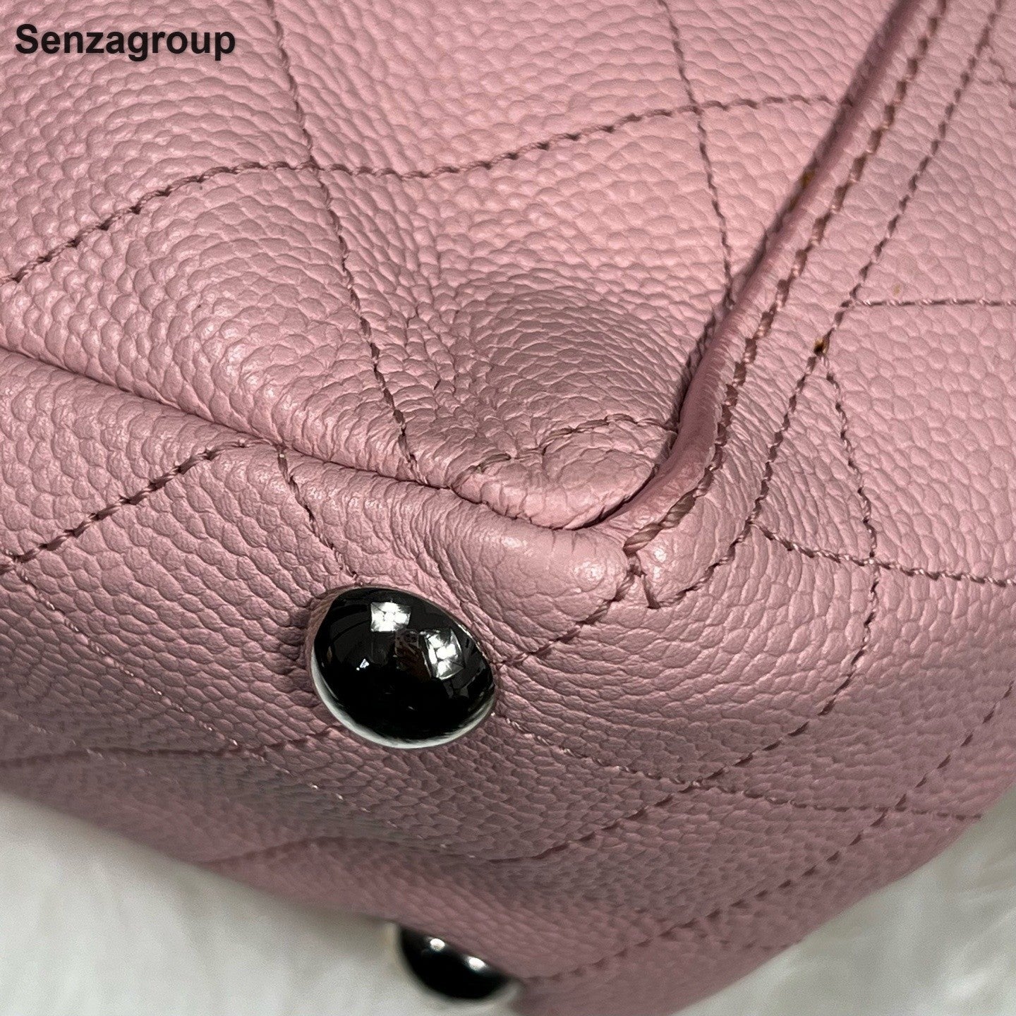 Chanel Tote Chain Shoulder Bag Pink Silver Used Women Classic Fashion