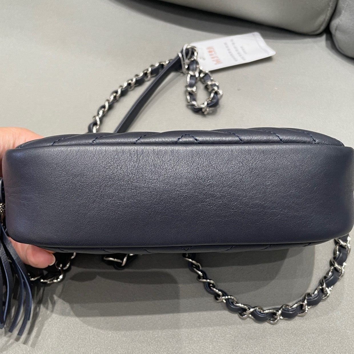 Chanel Navy Blue Silver Hardware Tassel Camera Bag Chain Shoulder Crossbody