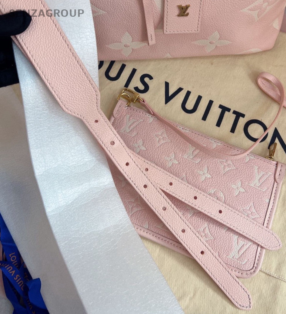 Louis Vuitton Carryall PM 2Way Shoulder Bag Crossbody Pink Gold Women Classic