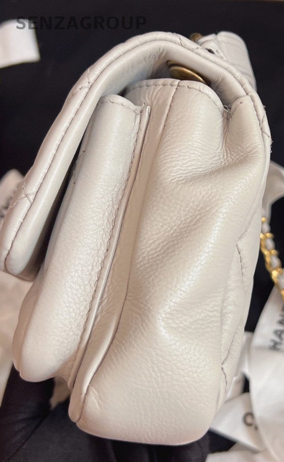 Chanel Classic Flap Mini Chain Shoulder Bag Crossbody Gray Gold Women Designer
