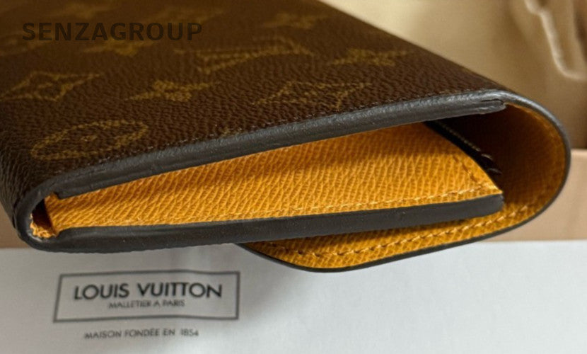 Louis Vuitton Monogram Long Wallet Brown Gold Used Women Classic
