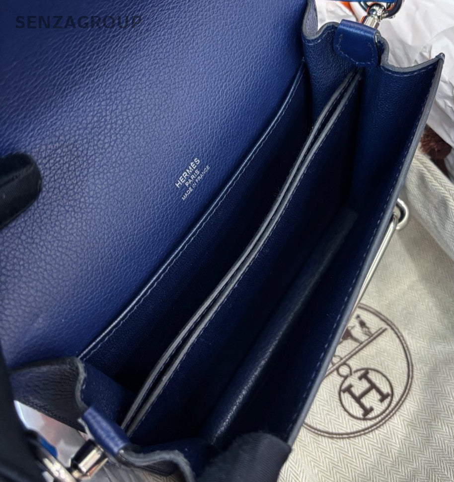 Hermes Roulis19 Mini Crossbody Blue Silver Women Classic Designer