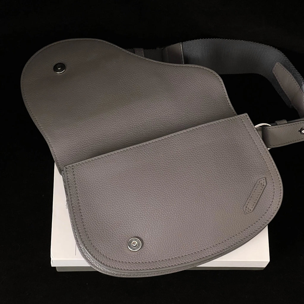 Christian Dior Saddle 2Way Shoulder Bag Crossbody Gray Silver Unisex Adults