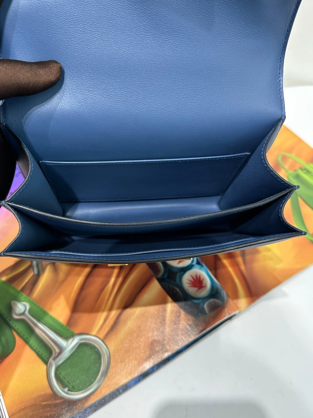 Hermes Constance 19 Blue Calfskin Shoulder Bag For Women