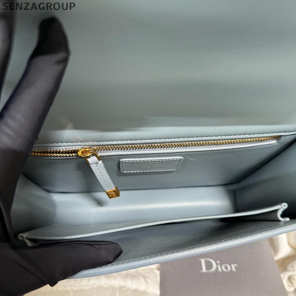 Dior Montaigne 30 Blue Gold Leather Shoulder Crossbody Bag Women Classic