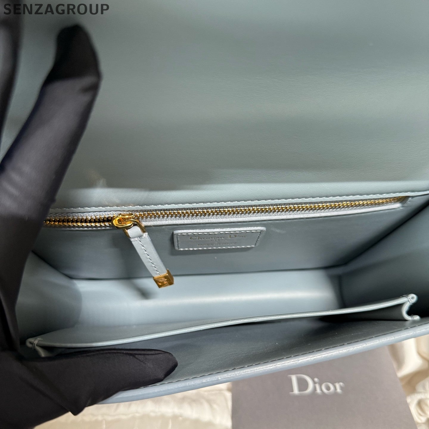 Dior Montaigne 30 Blue Gold Leather Shoulder Crossbody Bag Women Classic