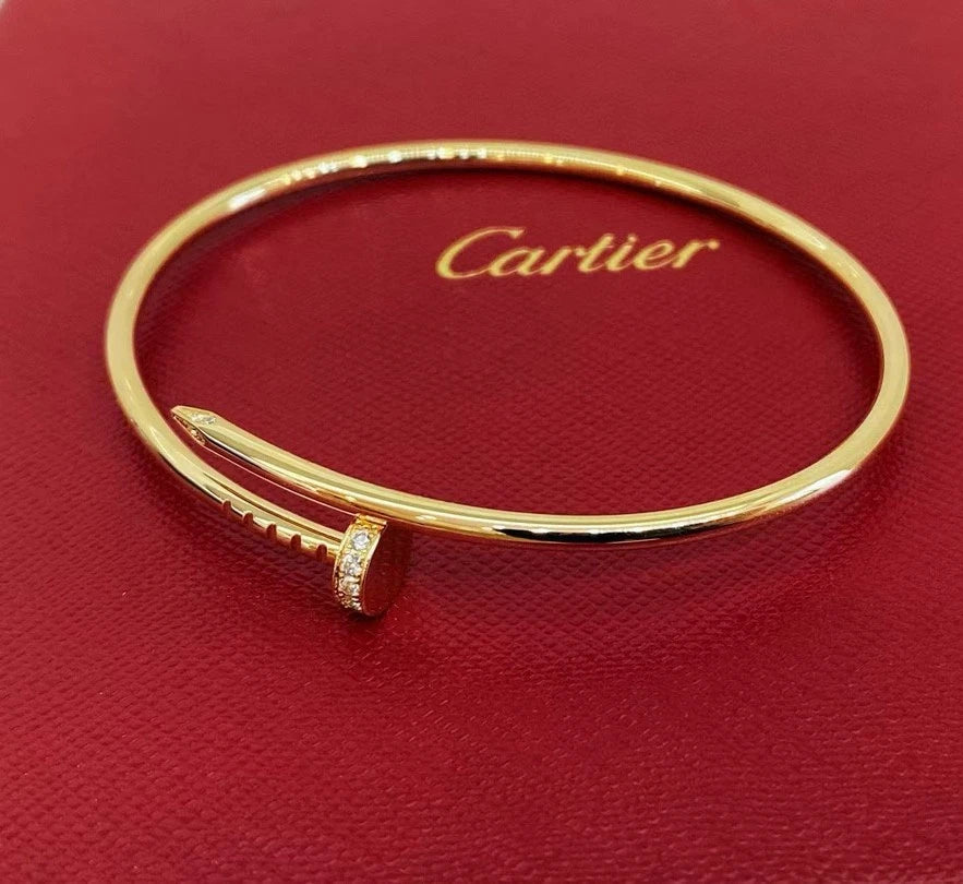 Excellent Cartier Juste Un Clou 18k Yellow Gold Small Diamond Bangle Bracelet
