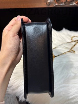 Chanel Black Quilted Lambskin Classic Flap Bag with Gold Chain