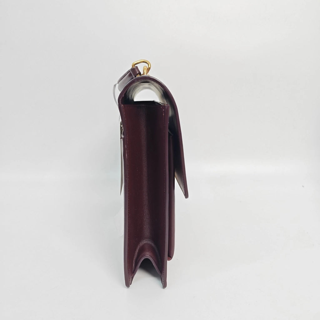 Saint Laurent Leather Burgundy Large College Shoulder Bag For Women