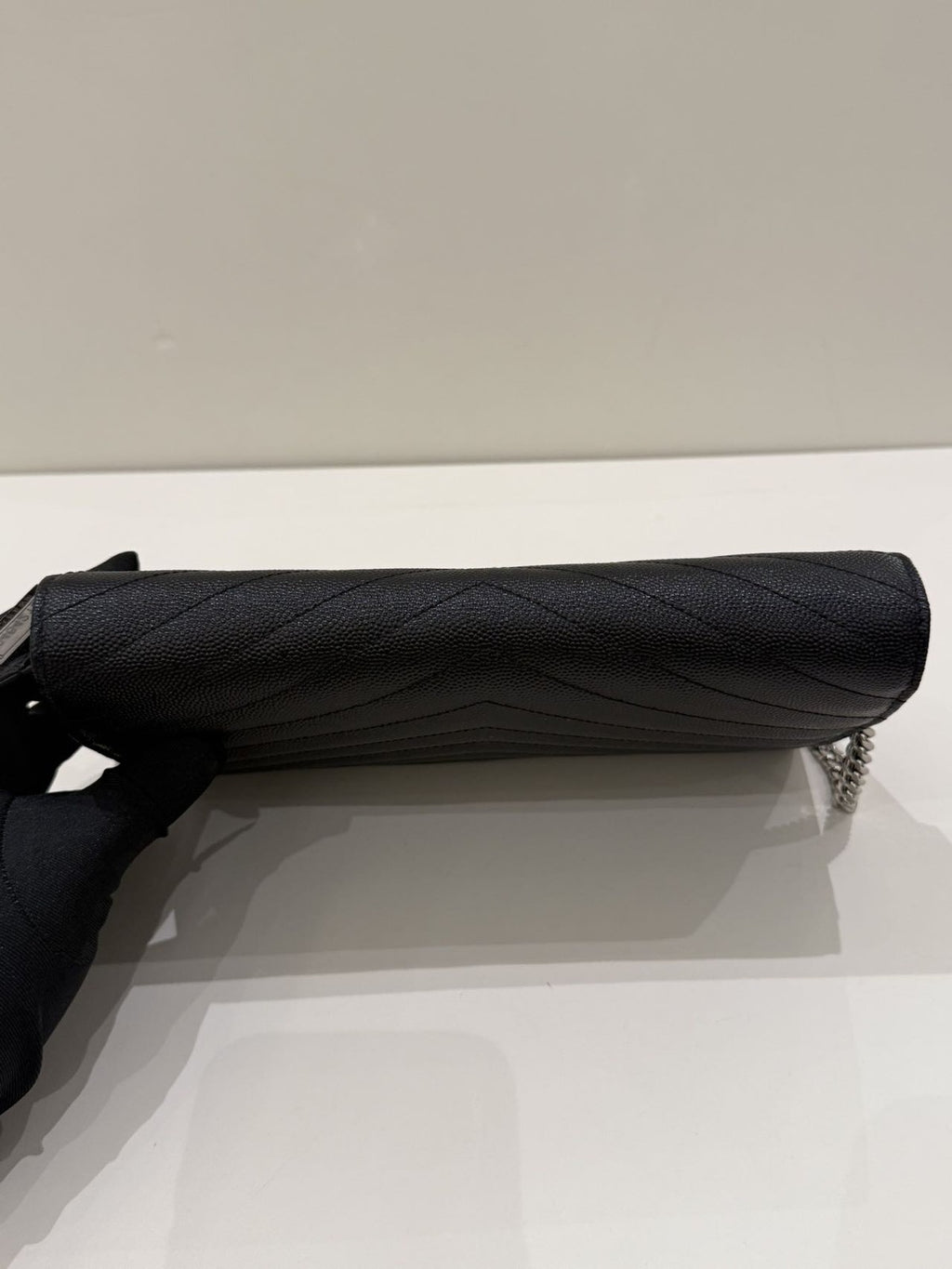 Saint Laurent Envelope Chain Shoulder Bag Black Silver - Classic Women's Fashion