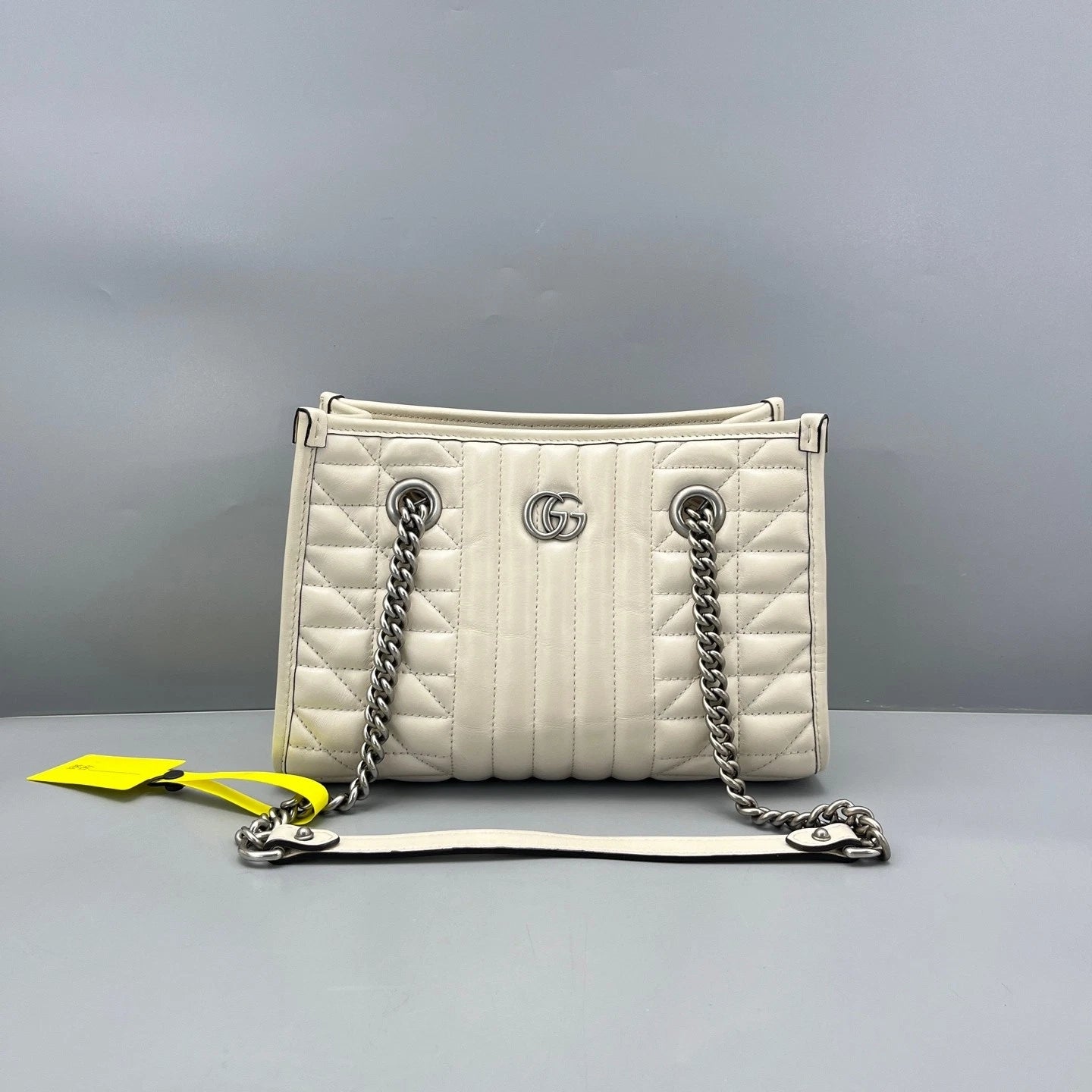 Gucci Marmont White Silver Tote Bag Excellent