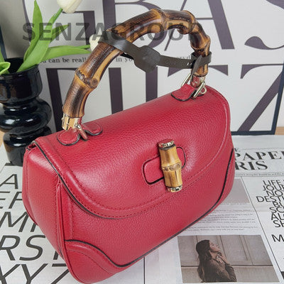 Gucci Bamboo 1947 Red Gold Shoulder Bag Classic Women's