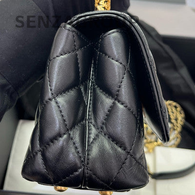Chanel 22A Coco Handle Mini Black Gold Handbag Shoulder Crossbody Bag