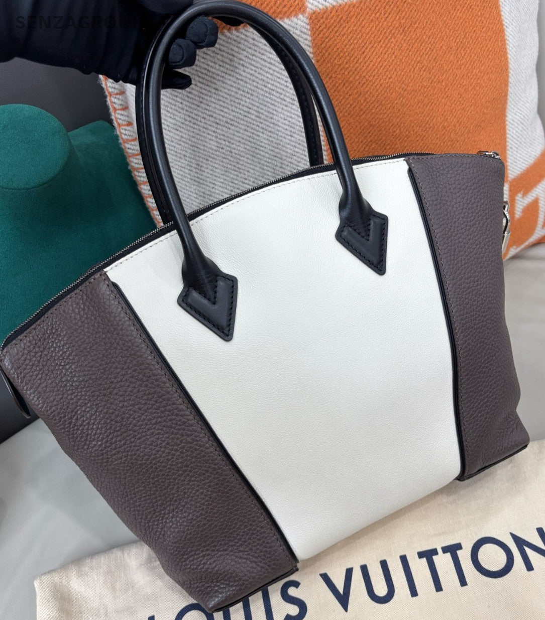 Louis Vuitton Lockit Top Handle Bag Gray Silver Used Women Classic Designer