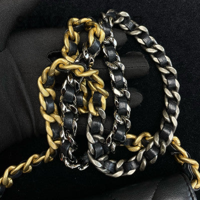 Chanel 19 Bag Black Gold Chain Phone Crossbody Bag Quilted Fashion