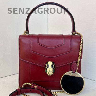 Bvlgari Serpenti Forever Chain Shoulder Bag Red Gold Women's Fashion