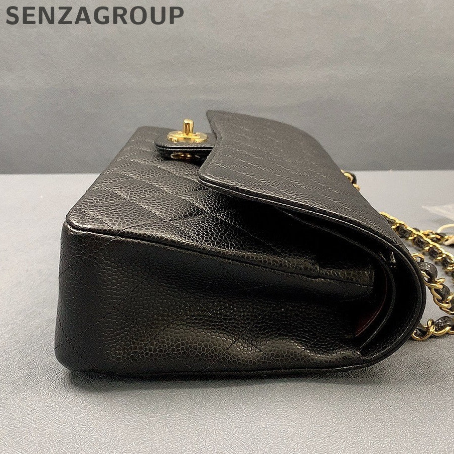 Chanel Black Gold Medium Quilted CF Chain Shoulder Crossbody Bag